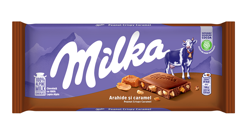 MILKA CIOCOLATA ARAHIDE&CARAMEL 90GR (24BUC/CUT) 7622210826633