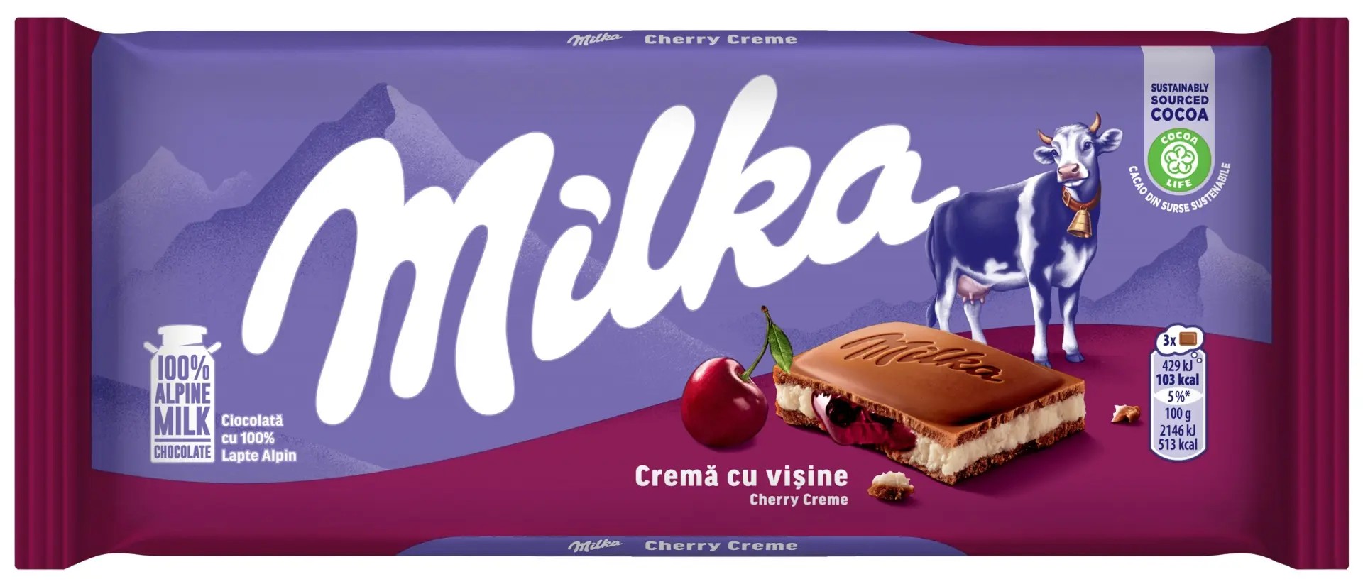 MILKA CIOCOLATA CREMA VISINE 100GR (22BUC/CUT) 7622201098544