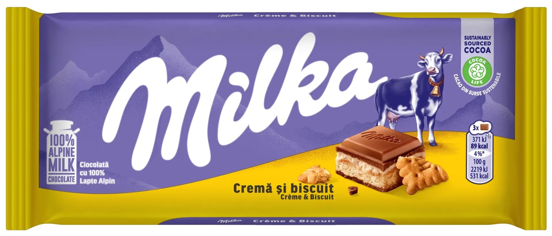 MILKA CIOCOLATA CREMA&BISCUITI 100GR (18BUC/CUT) 7622201125721