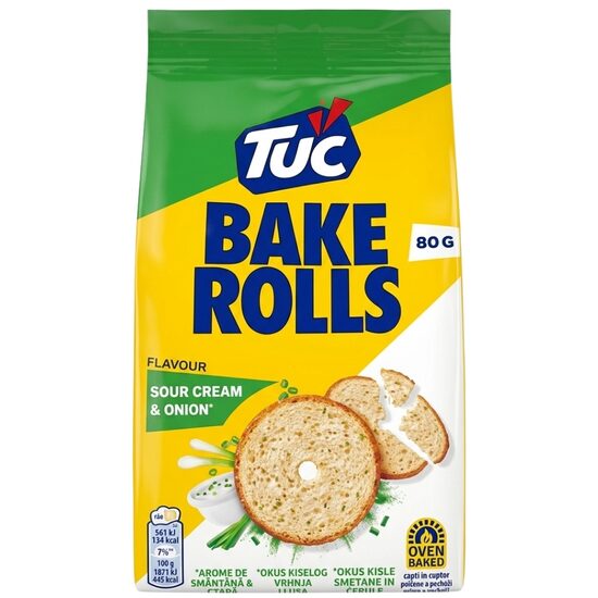 TUC BAKE ROLLS SOUR CREAM&ONION  80GR (15BUC/BAX) 7622202317668