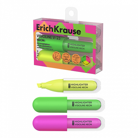 SET 3 EVIDENTIATOARE ERICHKRAUSE VISIOLINE V-23 NEON 4041485635536