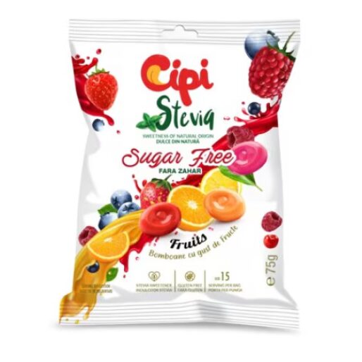 CIPI DROPS STEVIA FRUCTE ASORTATE 75GR (12BUC/BAX) 5941871507722