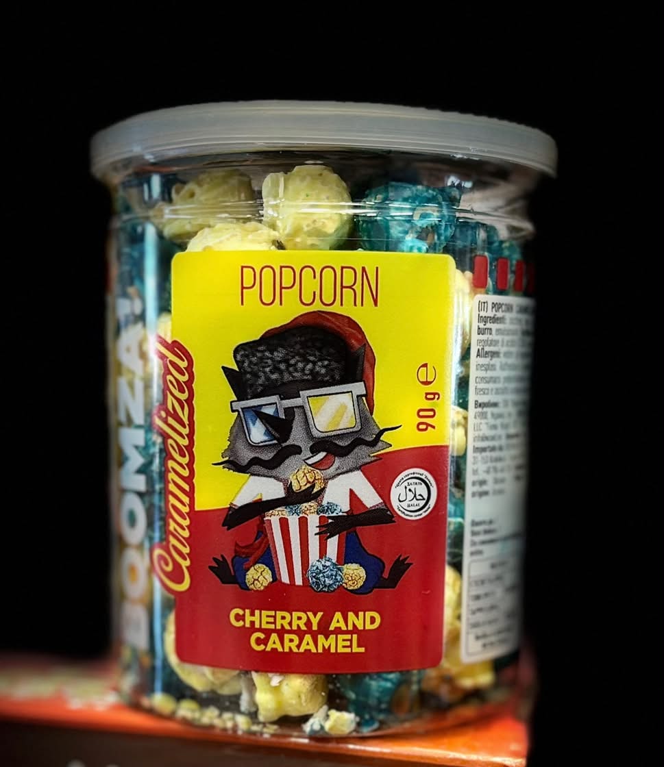 POPCORN CARAMELIZAT CU AROMA DE CIRESE&CARAMEL 90GR (12BUC/BAX) 4820196732440