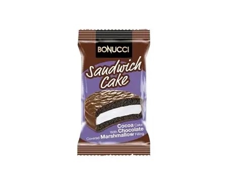 BONUCCI SANDWICH MARSHMALLOW CACAO CAKE 184GR(12 BUC/BAX) 8682941002156