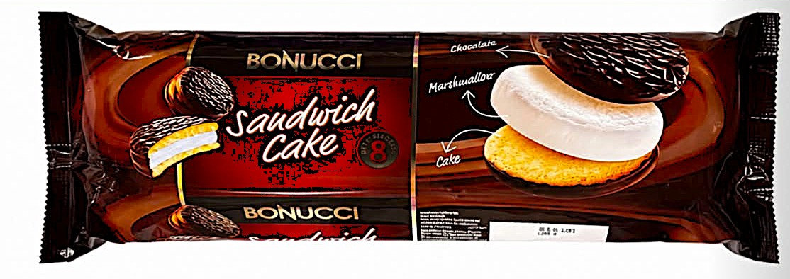 BONUCCI SANDWICH MARSHMALLOW CACAO CAKE 184GR(12 BUC/BAX) 8682941002156