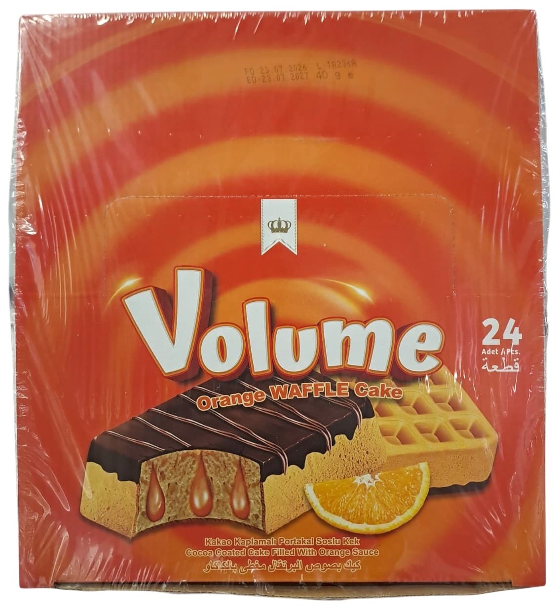 PRAJITURA VOLUME WAFFLE AROMA PORTOCALA&FISTIC 40GR (24BUC/CUT) 8690351170037