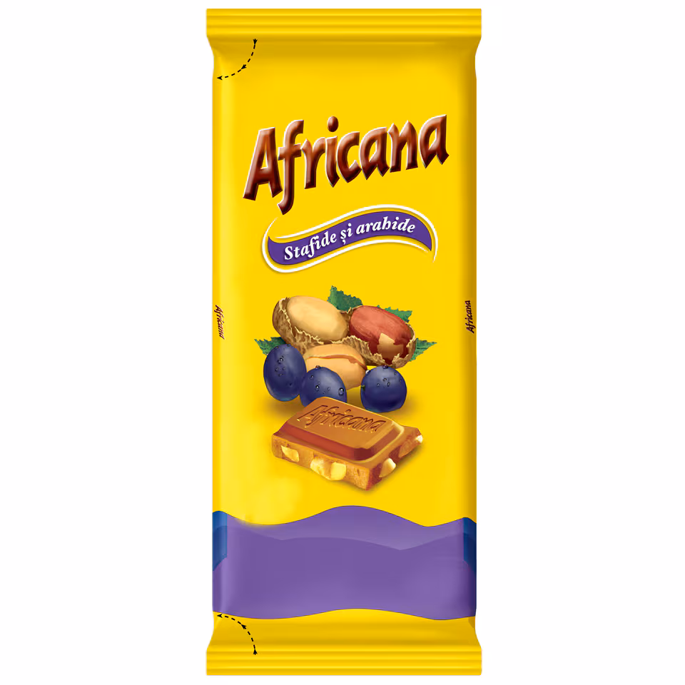 AFRICANA CIOCOLATA ARAHIDE&STAFIDE 80GR (24BUC/CUT) 7622202022487