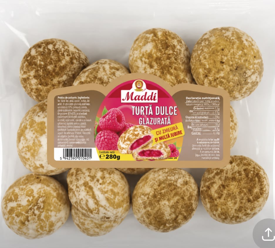MADDI TURTA DULCE ZMEURA 250GR (12BUC/BAX) 6421000650158