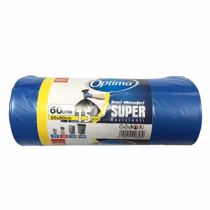 OPTIMA SACI SUPER 60L,15.60*80 ALBASTRI (SACI MENAJ ALBASTRI) 7290014006539