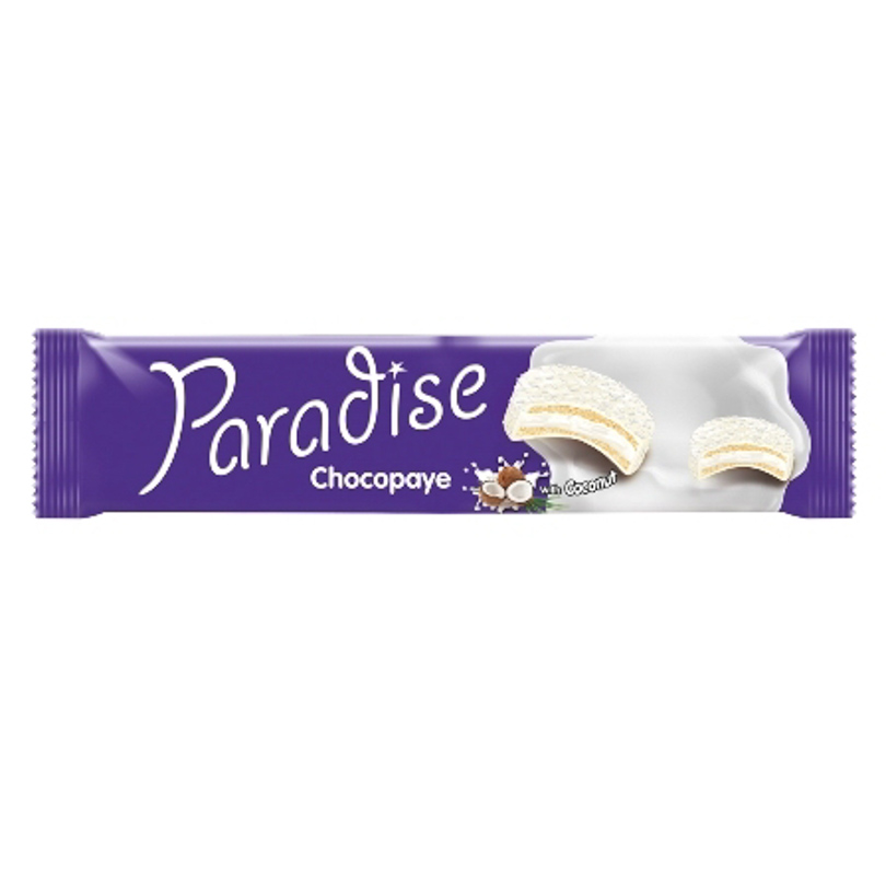 PARADISE CHOCOPAYE BISCUITI SANDWICH MARSHMALLOW CU LAPTE SI GLAZURA COCOS 57GR 8692806119684
