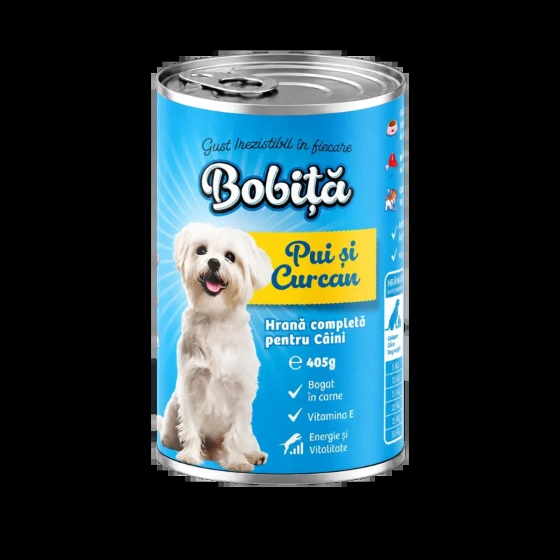 BOBITA CONSERVA CAINI PUI SI CURCAN IN SOS 0.405KG 6426063019980