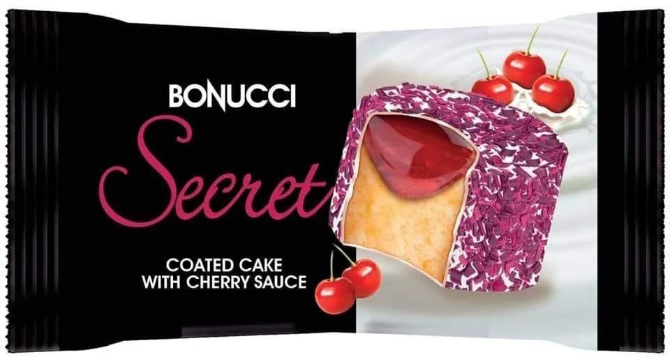 BONUCCI SECRET PRAJ.CU GLAZURA CIOCO. ALBA SI SOS CIRESE 50GR (24BUC/BAX) 8682941101255