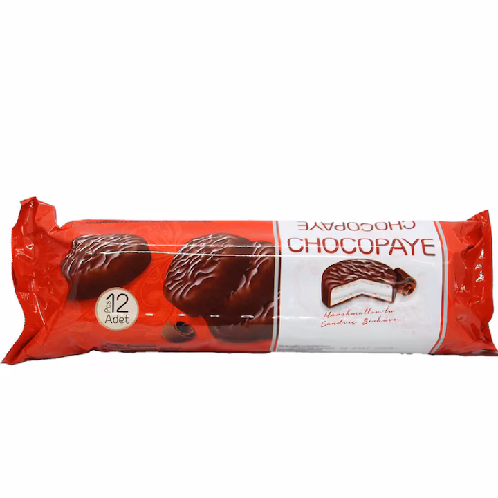 CHOCOPAYE biscuiti sandwich cu marshmallow si glazura cacao 216gr 8692806019588