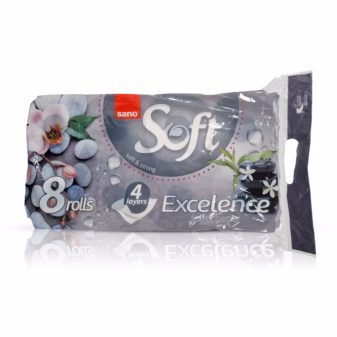 SANO PAPER TOILET EXCELANCE 8 ROLE 4 STR (HART IGIEN,4 STR, 8ROLE) 7290014005846