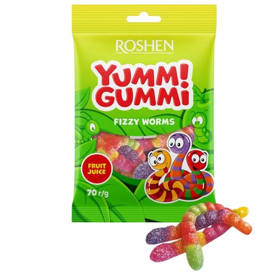 ROSH.YUMMI GUMMI FIZZY WORMS 70 GR 4823077636387