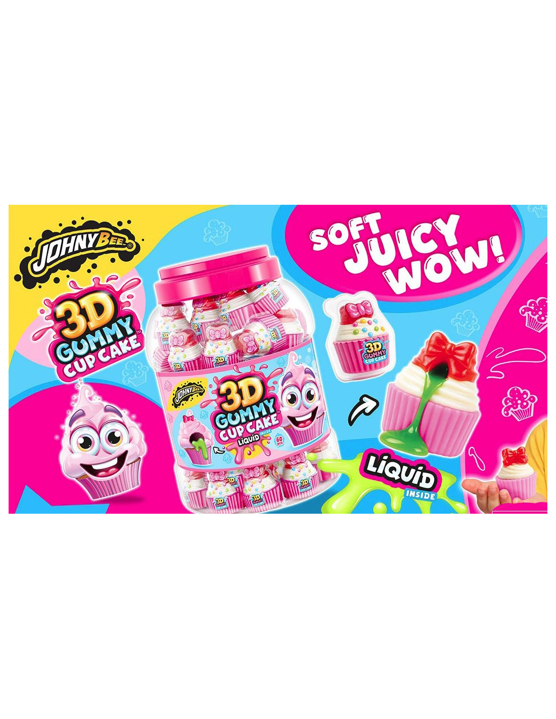 JOHNY BEE JELLY 3D JUICY CUPCAKE 18GR (60BUC/CUT) 5904917032985