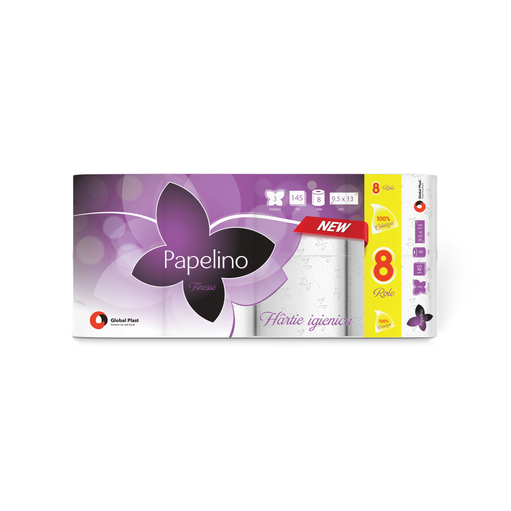 PAPELINO HARTIE IGENICA ORHIDEE 4STR 8ROLE/SET 6422465036464