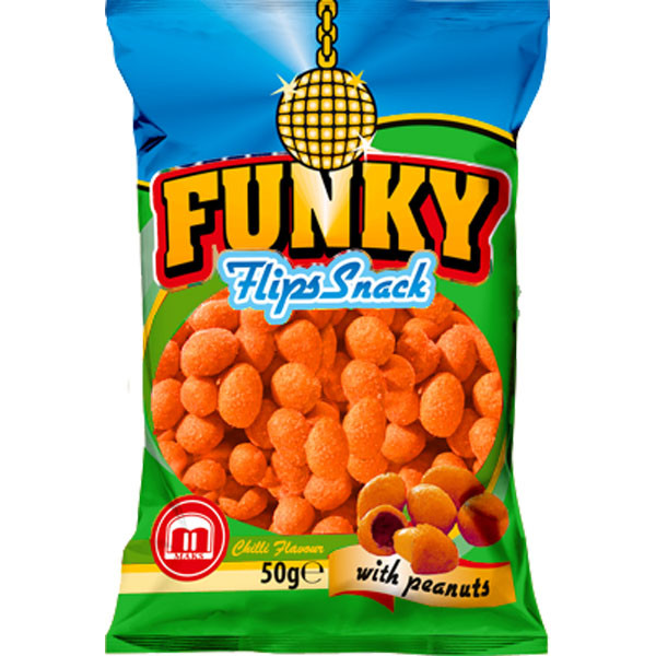 FUNKY FLIPS SNACK CU ARAHIDE SI AROMA DE CHILLY 50GR (30BUC/BAX) 5310264002531