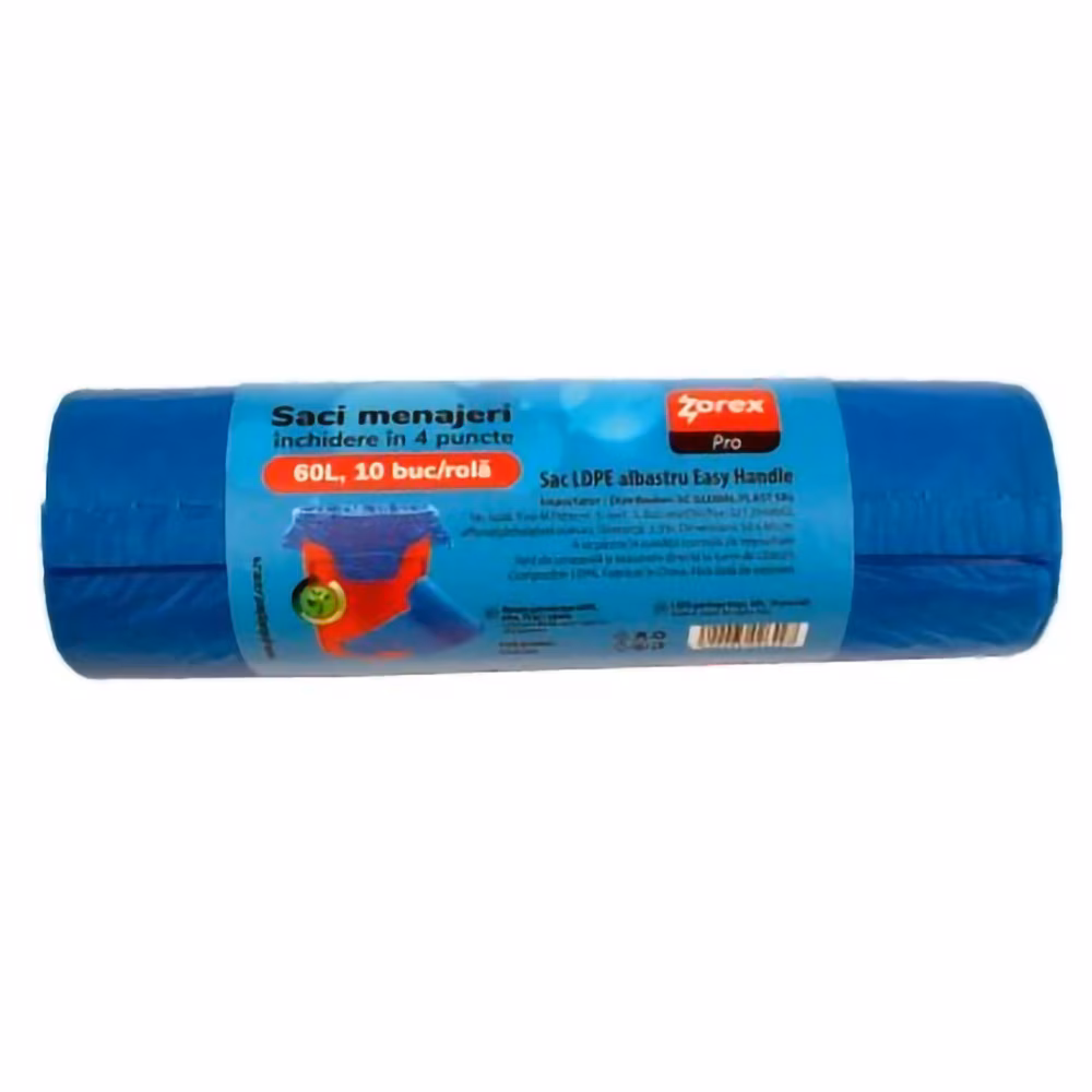 ZOREX Pro Saci albastri inchid. 4pct 60L 10/rola 6422465026427