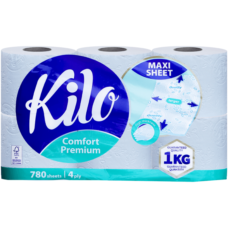Kilo Comfort Premium - HArtie igienicA - 4 straturi - 130 foi - neparfumat 6422138040378
