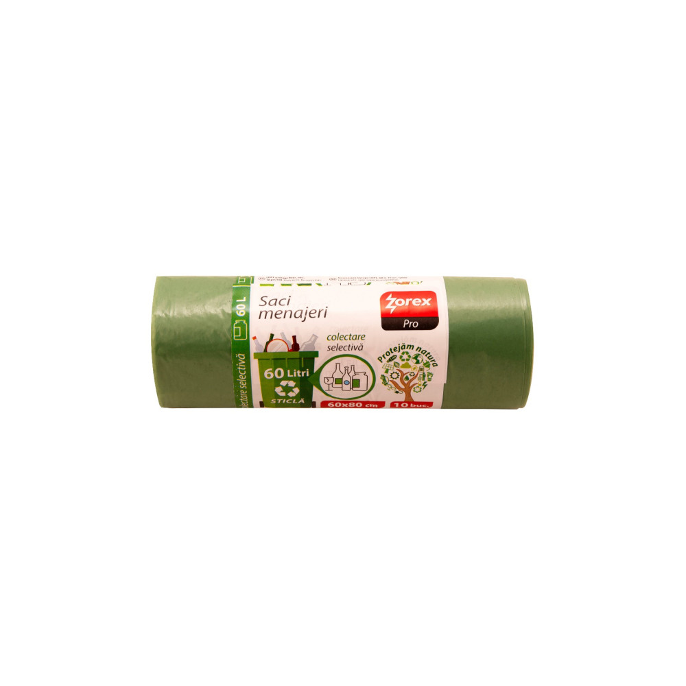 ZOREX Pro Saci verzi 60L LDPE 10/rola 6422465021620