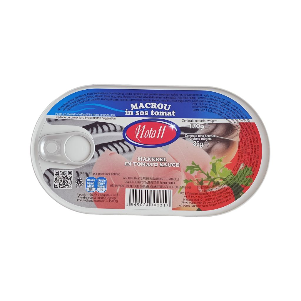 MACROU BUCATI IN SOS TOMAT 170GR NOTA 11  15BUC/BAX 5949024302217