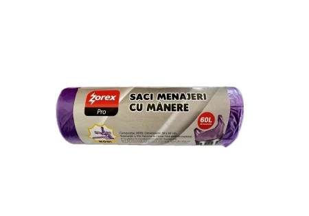 ZOREX Pro Saci mov cu manere 60L 20/rola 6422465026557