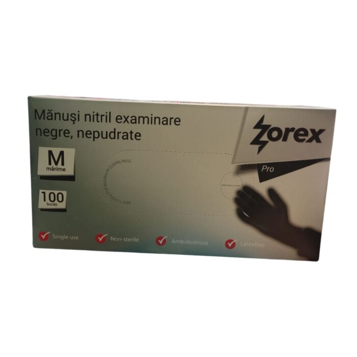 ZOREX Pro Manusi nitril negre M, 100/cutie 6422465021095