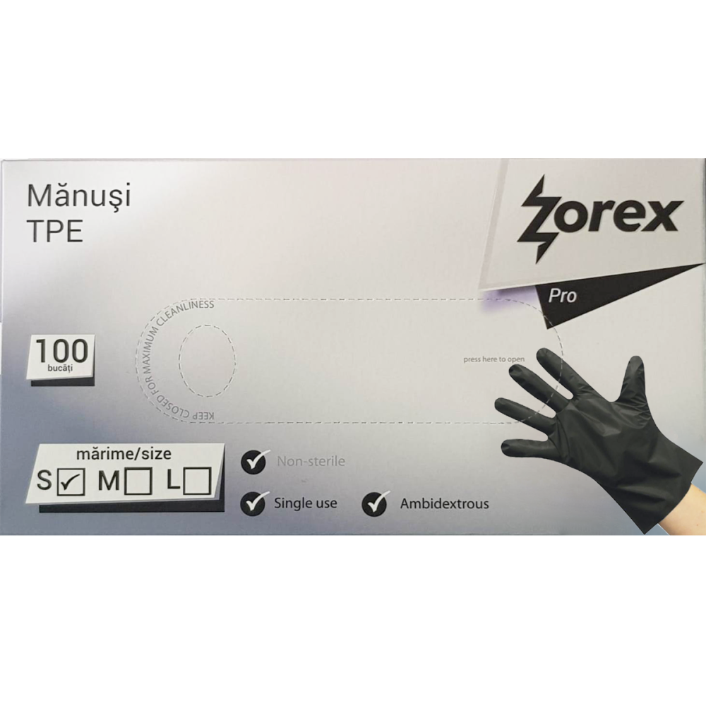 ZOREX Pro Manusi nitril negre S, 100/cutie 6422465021088