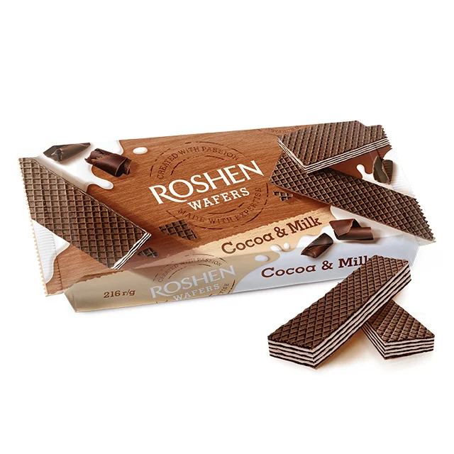 ROSHEN WAFERS CACAO & LAPTE 216 GR 4823077632112
