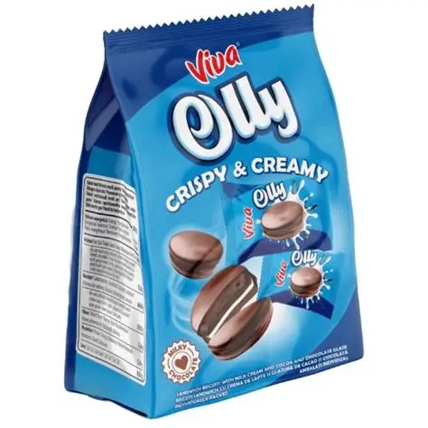VIVA OLLY BISC.SANDWICH CR.LAPTE SI GLZ.CIOC 110GR (9BUC/BAX) 5941311024307