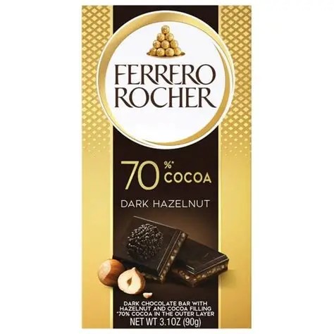 FERRERO ROCHER TABLETE HAZELNUT DARK 70% G90X8 8000500447895