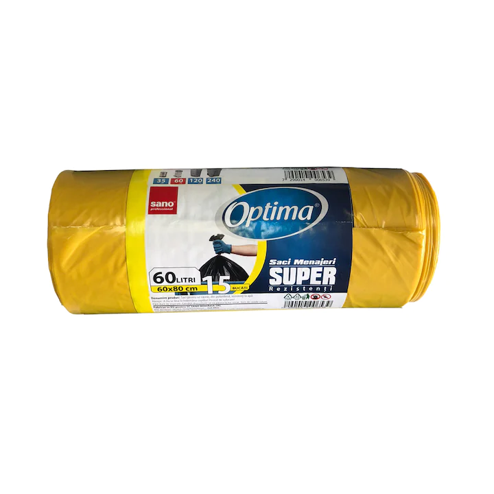 OPTIMA SACI SUPER 60L,15.60*80 GALBENI (SACI MENAJ GALBENI) 7290014007031