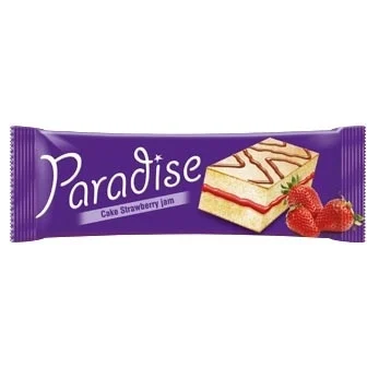 PARADISE prajitura sandwich neglazurata cu crema capsuni 22gr 8692806125401