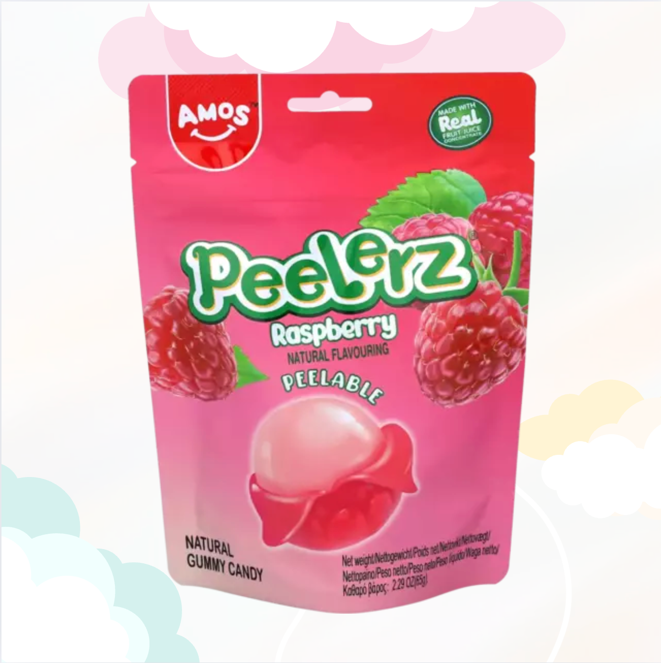 CANDY PEELERZ GUMMY RASBERRY HEART 65GR (36BUC/BAX) 6936756295244
