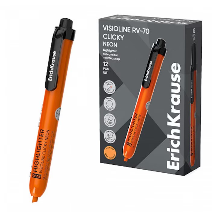 EVIDENTIATOR RETRACTABIL ERICHKRAUSE VISIOLINE RV-70 NEON (4BUC/SET) 4041485655824