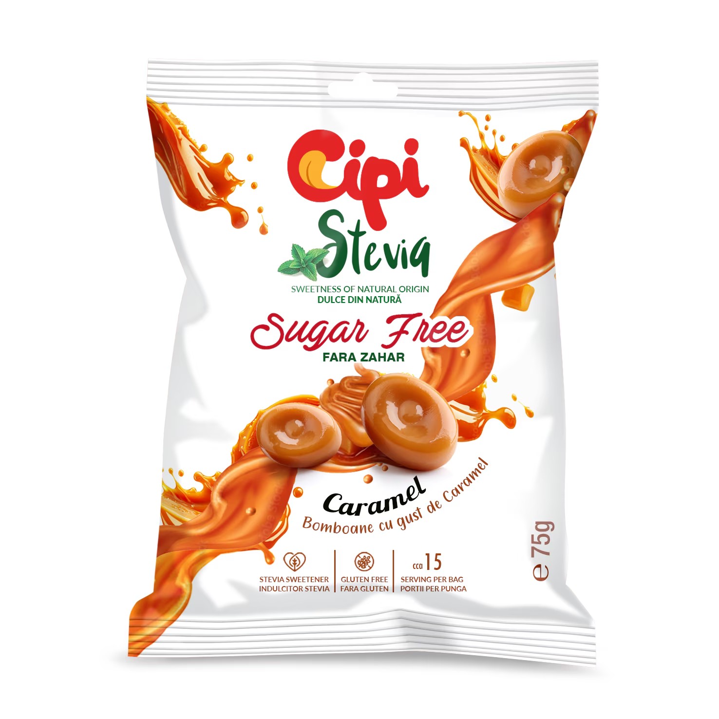 CIPI DROPS STEVIA CARAMEL 75GR (12BUC/BAX) 5941871507685