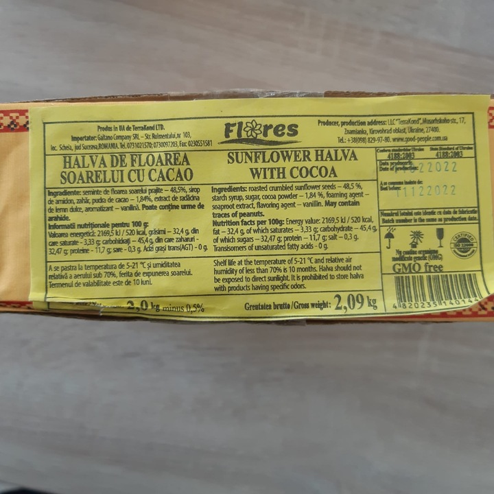 HALVA FLORES CACAO 2KG 4820235140144