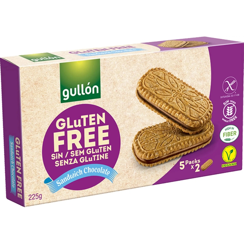 GULLON BISCUITI CU CREMA DE CACAO FR.GLUTEN 225GR (8BUC/BAX) 8410376061789