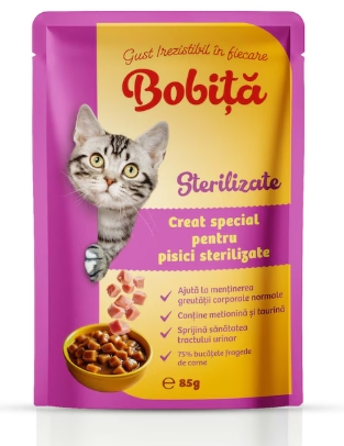 BOBITA PLIC PISICI  CU PUI IN SOS 85GR (24BUC/BAX) 6426063020030