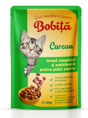 BOBITA PLIC PISICI  CU CURCAN IN SOS 85GR (24BUC/BAX) 6426063020054