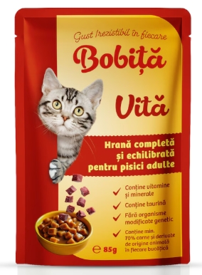 BOBITA PLIC PISICI  CU VITA IN SOS 85GR (24BUC/BAX) 6426063020047