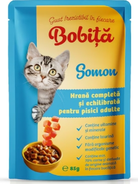 BOBITA PLIC PISICI  CU SOMON IN SOS 85GR (24BUC/BAX) 6426063020061