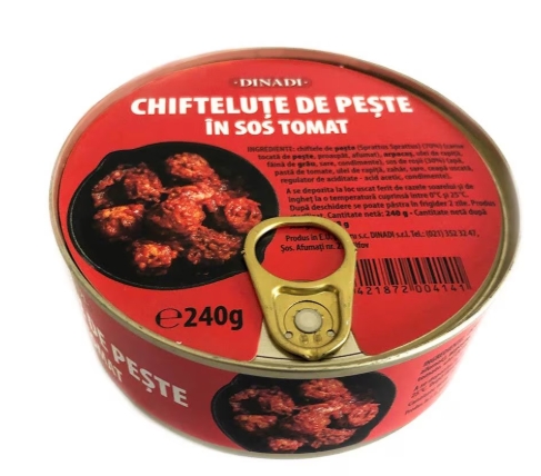 CHIFTELUTE DE PESTE IN SOS TOMAT 240g DINADI 6421872004141