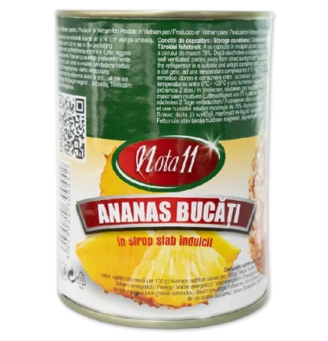 ANANAS BUCATI  IN SIROP NOTA 11  565gr 24/bax 5949024300442