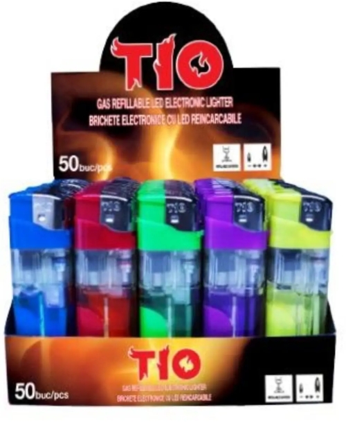 TIO brichete cu led, de buzunar, flacara reglabila, diverse culori, reincarcabile 684811773867
