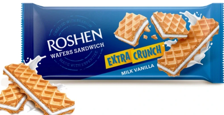 ROSHEN WAFERS SANDWICH LAPTE-VANILIE 142 GR 15BUC/BAX 4823077641688