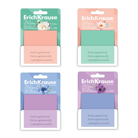 NOTES ADEZIV PLASTIC STICKY PASTEL BLOOM 75X75MM 50FOI ASORTATE 4041485615804