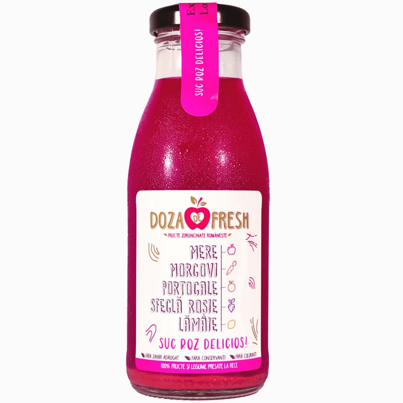 SUC ROZ DELICIOS CU MERE&MORCOVI&PORTOCALE&LAMAIE 250ML SGR (24BUC/BAX) 5940597573097