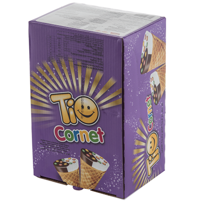 TIO cornet napolitana cu crema de alune si vanilie si drajeuri colorate 25gr 8692806109111